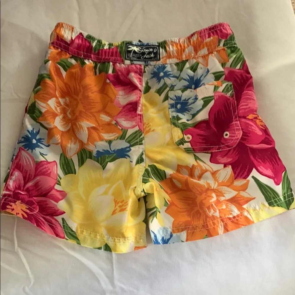 Janie and Jack Floral Print boys swim trunks
